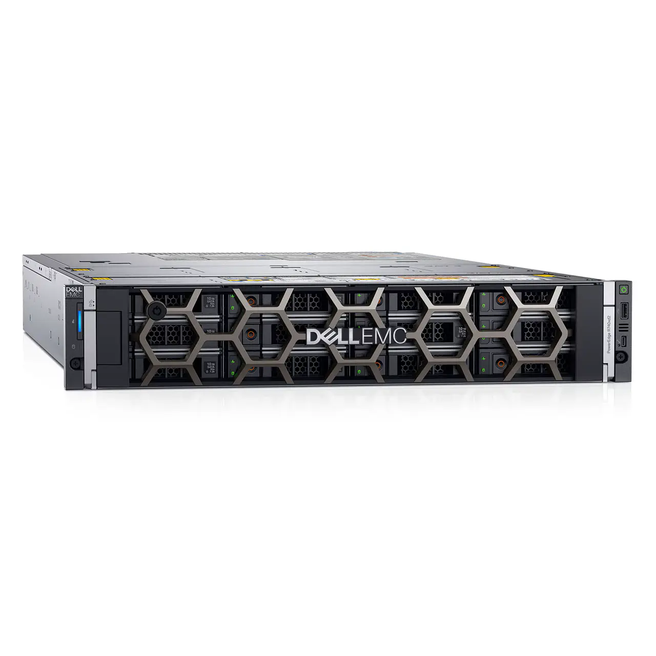 Servidor rack Dell PowerEdge R740xd visto desde el frente